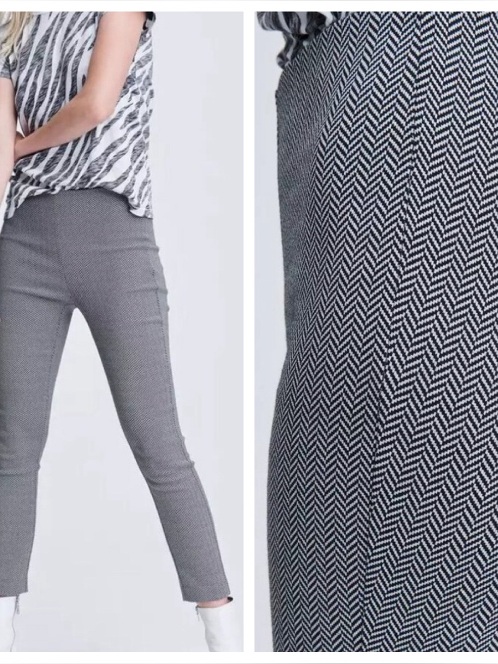 Rag & Bone Simone Ankle Pants Black Herringbone Trousers Quiet Luxury 12